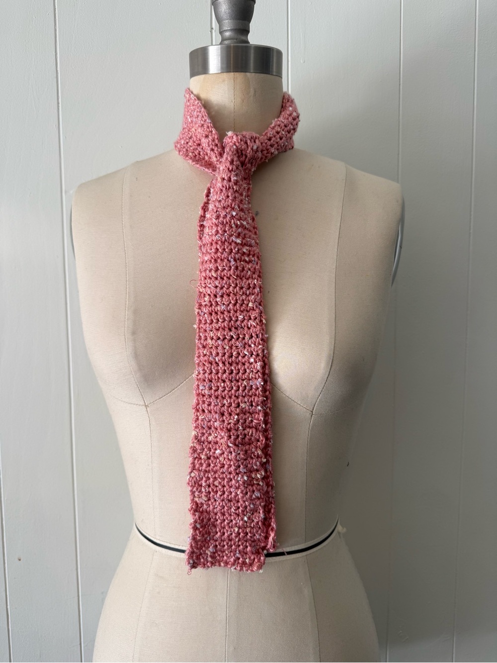 Handmade Pink Knit Scarflet - Soft Textured Neck Accessory